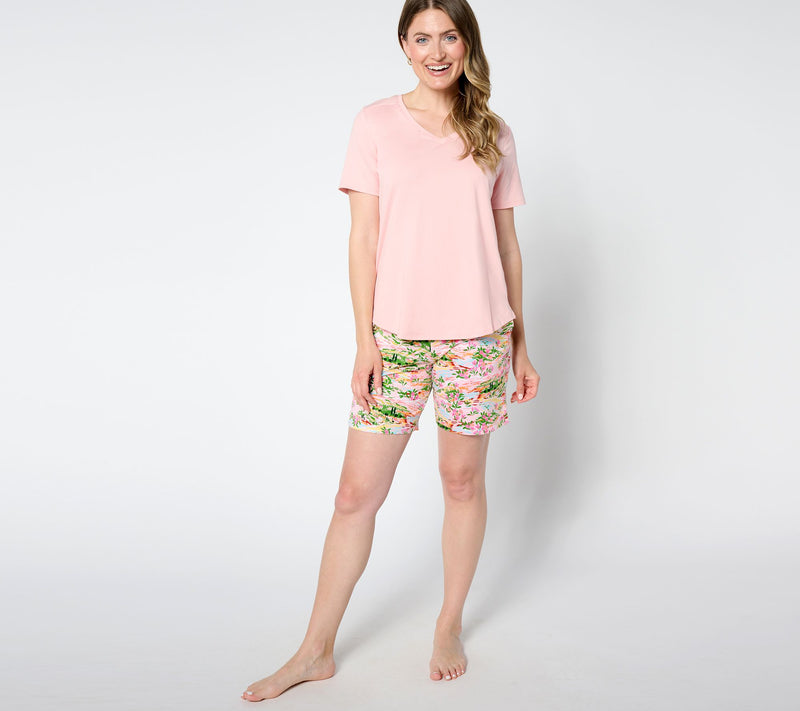 Cuddl Duds Cotton Core T-Shirt and Short Lounge Set — View 7