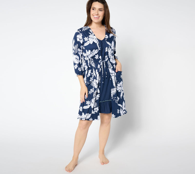 Cuddl Duds Cool and Airy Making Waves Tank Dress and Wrap Set — View 7