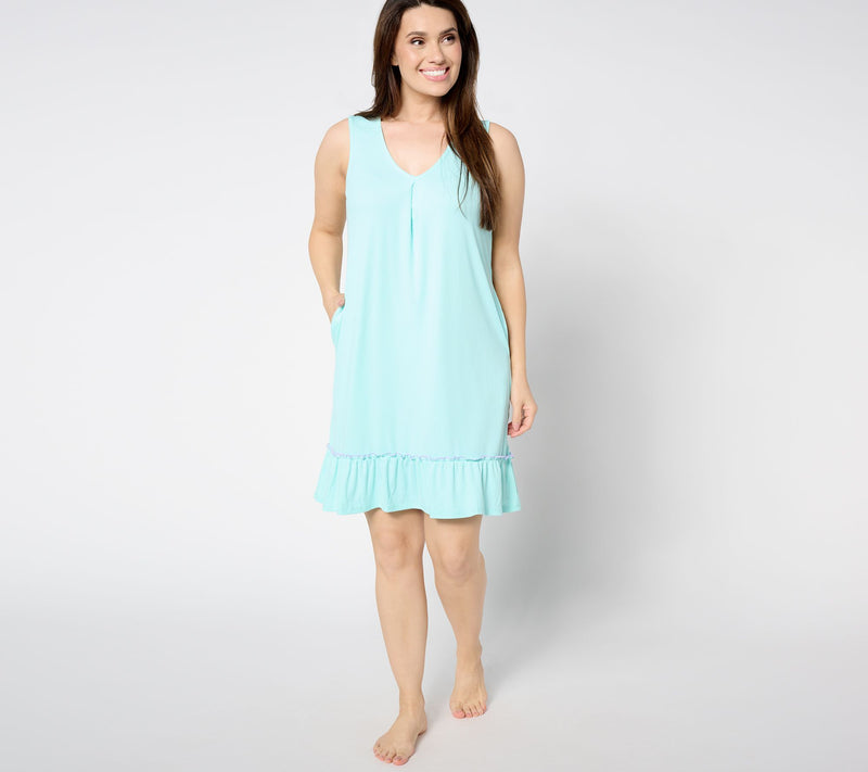 Cuddl Duds Cool and Airy Making Waves Tank Dress and Wrap Set — View 11