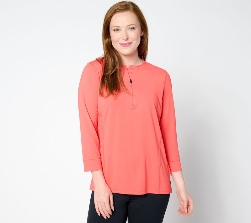 Cuddl Duds Sunwear 3/4-Sleeve Half Zip — Main view