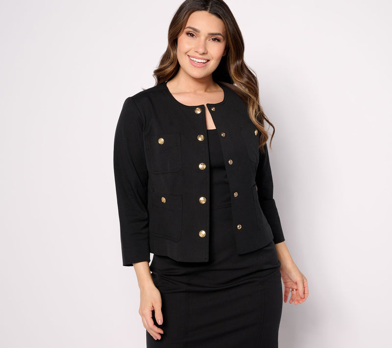 Isaac Mizrahi Live! 24/7 Stretch Snap Front Lady Jacket — View 11