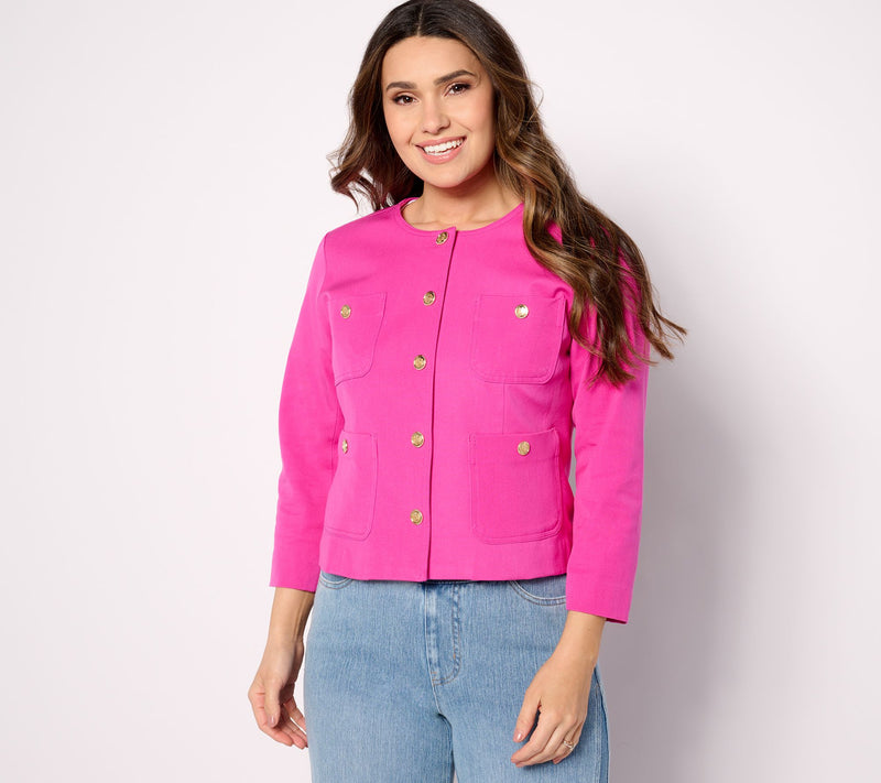 Isaac Mizrahi Live! 24/7 Stretch Snap Front Lady Jacket — View 12