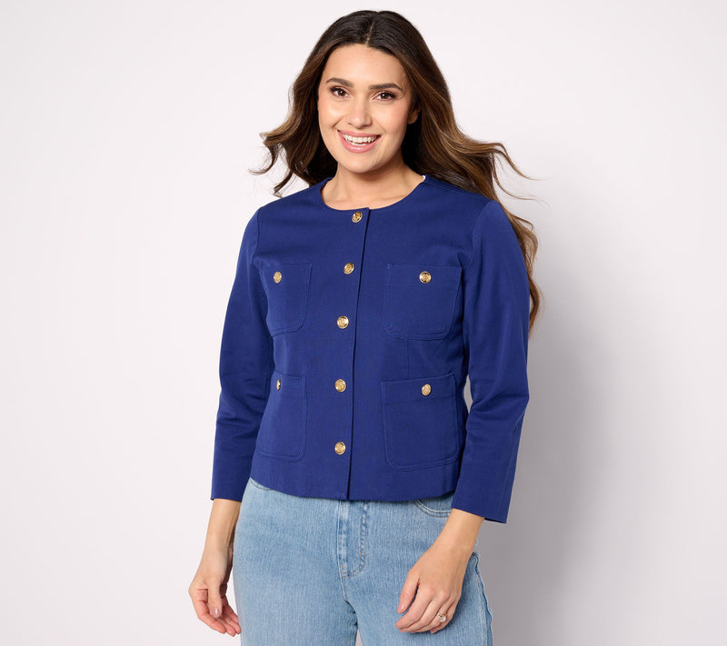 Isaac Mizrahi Live! 24/7 Stretch Snap Front Lady Jacket — View 13