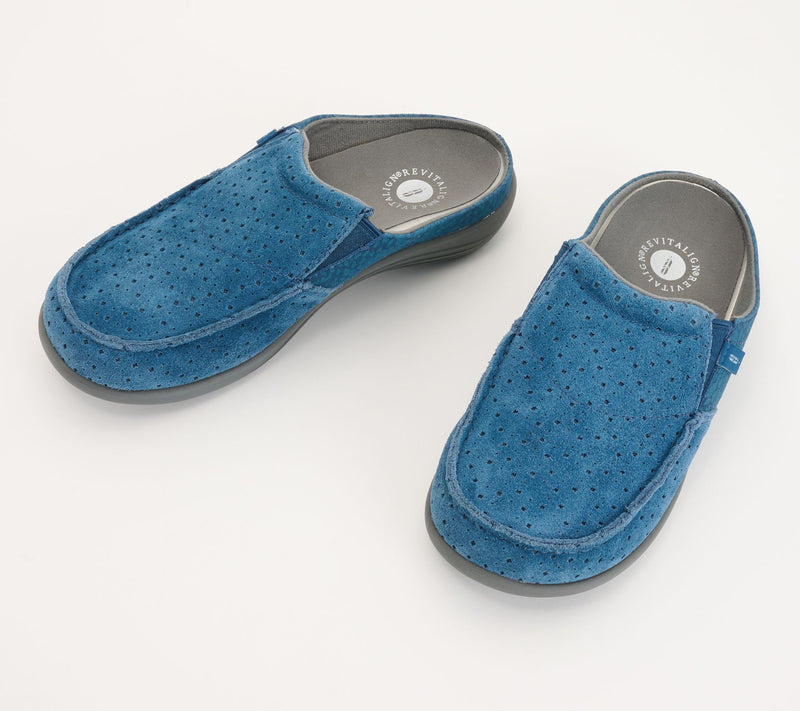 Revitalign Orthotic Memory Foam Suede Mules - Siesta Dahlia — Main view