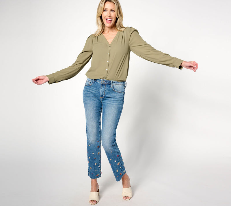 Driftwood Jeans Colette Embroidered Crop Straight Jean-Prairie — View 3