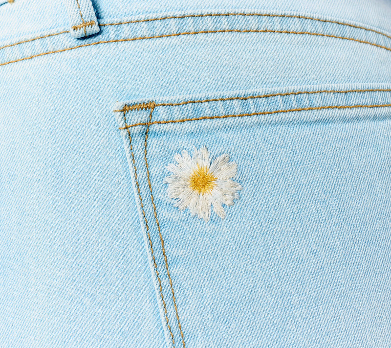 Driftwood Jeans Colette Embroidered Crop Straight Jean-Daisy — View 5