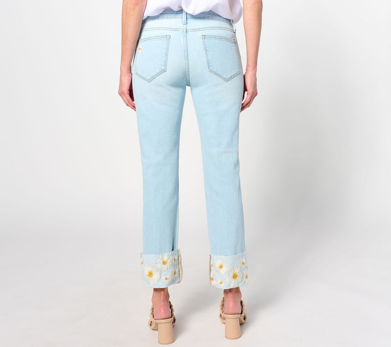 Driftwood Jeans Colette Embroidered Crop Straight Jean-Daisy — View 2