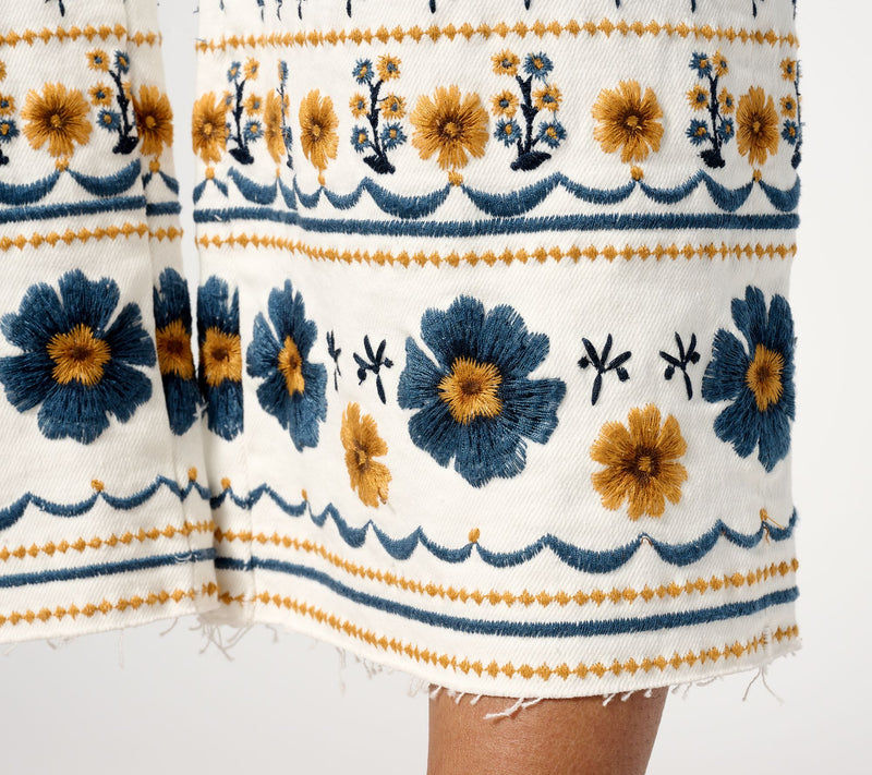 Driftwood Jeans Charlee Wide Leg Embroidered Crop - Golden Gate — View 5
