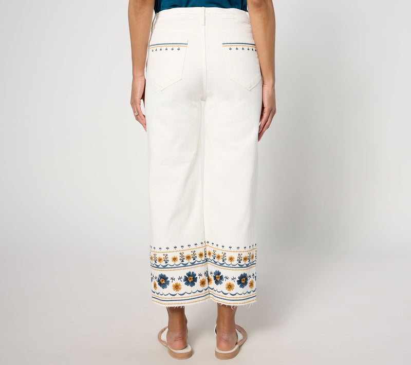 Driftwood Jeans Charlee Wide Leg Embroidered Crop - Golden Gate — View 2