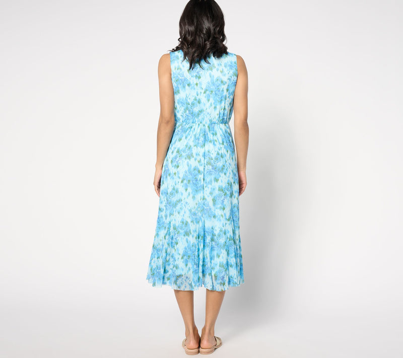 Isaac Mizrahi Live! Regular Always Isaac Twist Front Mesh Midi Dress — View 12
