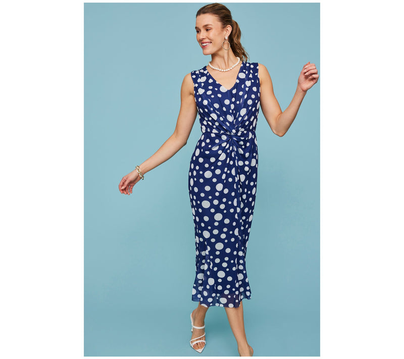 Isaac Mizrahi Live! Petite Always Isaac Twist Front Mesh Midi Dress — View 16