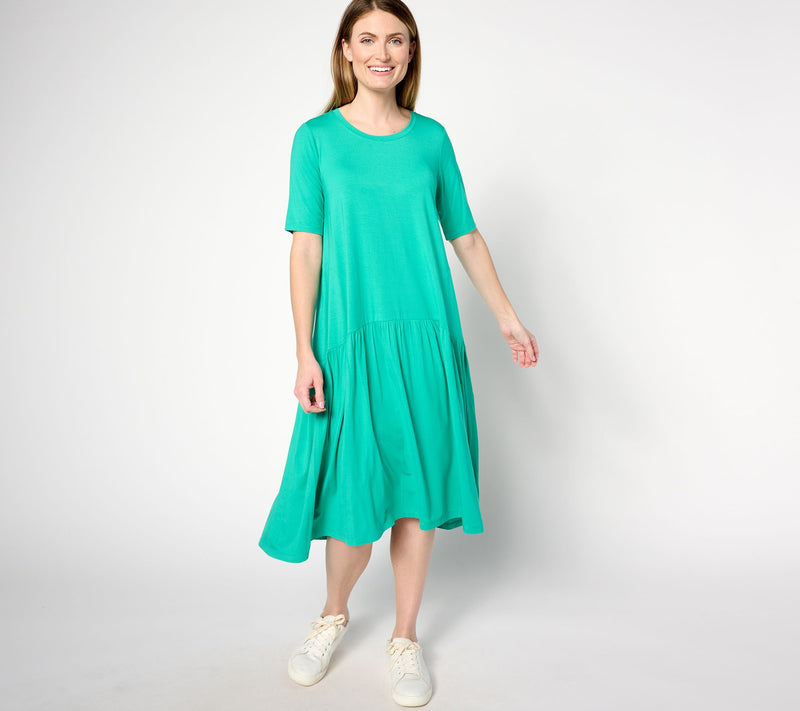 LOGO by Lori Goldstein Petite Rayon 230 Elbow Sleeve Dress — View 5