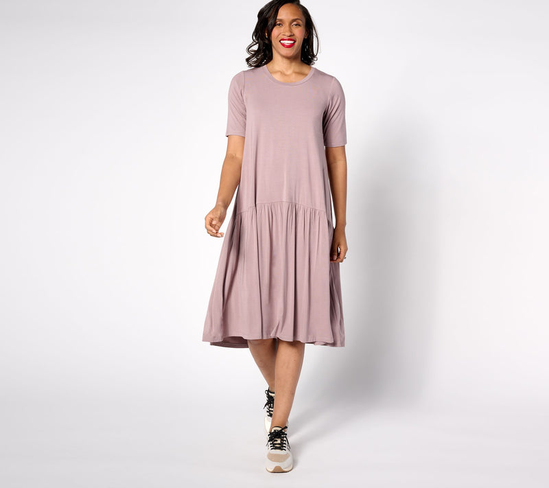 LOGO by Lori Goldstein Petite Rayon 230 Elbow Sleeve Dress — View 9
