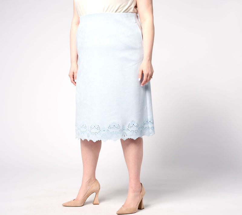 BEAUTIFUL by Lawrence Zarian Petite Suede Eyelet Pull-On Skirt — View 10