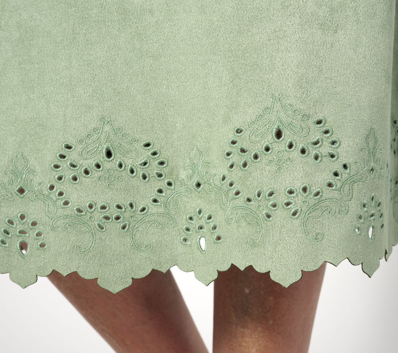 BEAUTIFUL by Lawrence Zarian Petite Suede Eyelet Pull-On Skirt — View 4