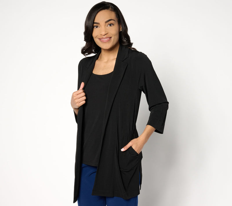 Susan Graver Every Day Regular Liquid Knit Open Front Cardigan — View 9