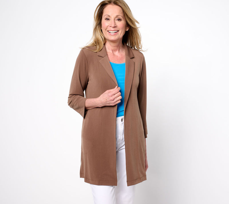 Susan Graver Every Day Regular Liquid Knit Open Front Cardigan — View 18