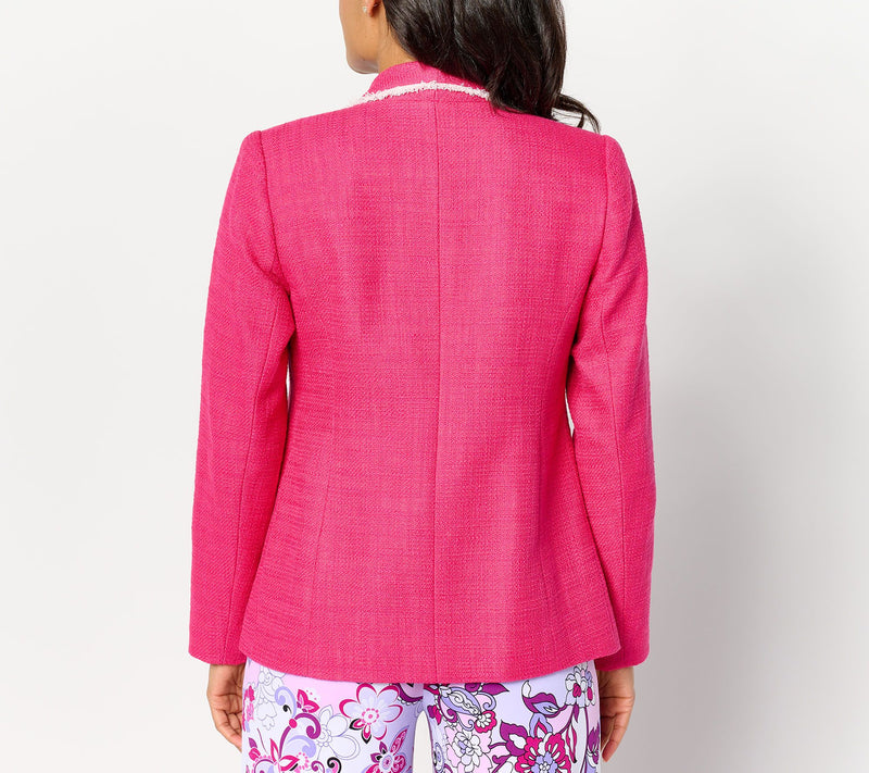 GRAVER Susan Graver Tweed Shawl Collar Blazer with Fray Trim — View 12