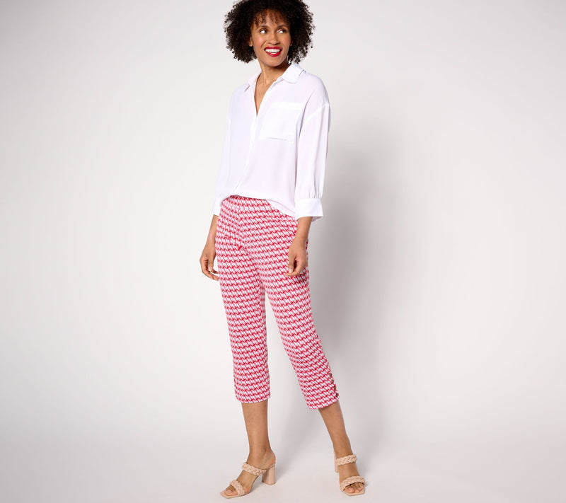 Susan Graver Regular Printed Liquid Knit Ava Slim Leg Crop Pants — View 5