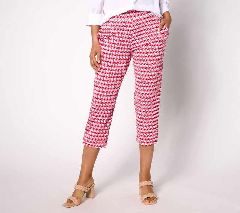 Susan Graver Regular Printed Liquid Knit Ava Slim Leg Crop Pants — View 3