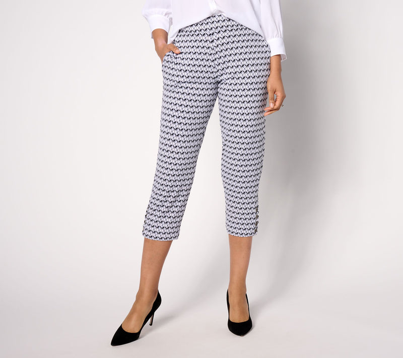 Susan Graver Regular Printed Liquid Knit Ava Slim Leg Crop Pants — View 11