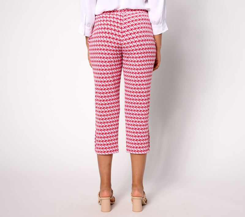 Susan Graver Regular Printed Liquid Knit Ava Slim Leg Crop Pants — View 4