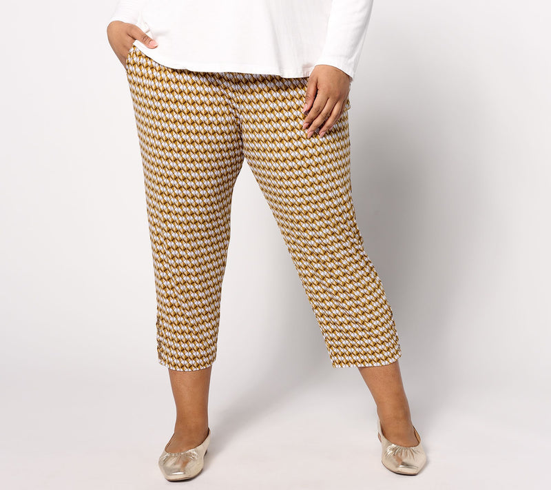 Susan Graver Petite Printed Liquid Knit Ava Slim Leg Crop Pants — View 5