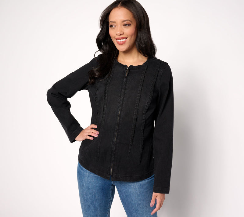 LOGO by Lori Goldstein Zip-Front Jacket with Seaming — View 5