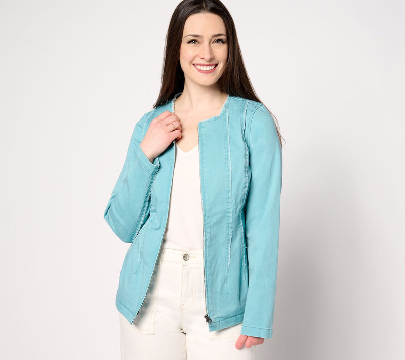 LOGO by Lori Goldstein Zip-Front Jacket with Seaming — View 9