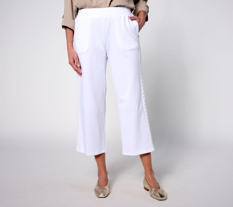LOGO Life by Lori Goldstein Regular Cropped Wide-Leg with Crochet Details — View 5