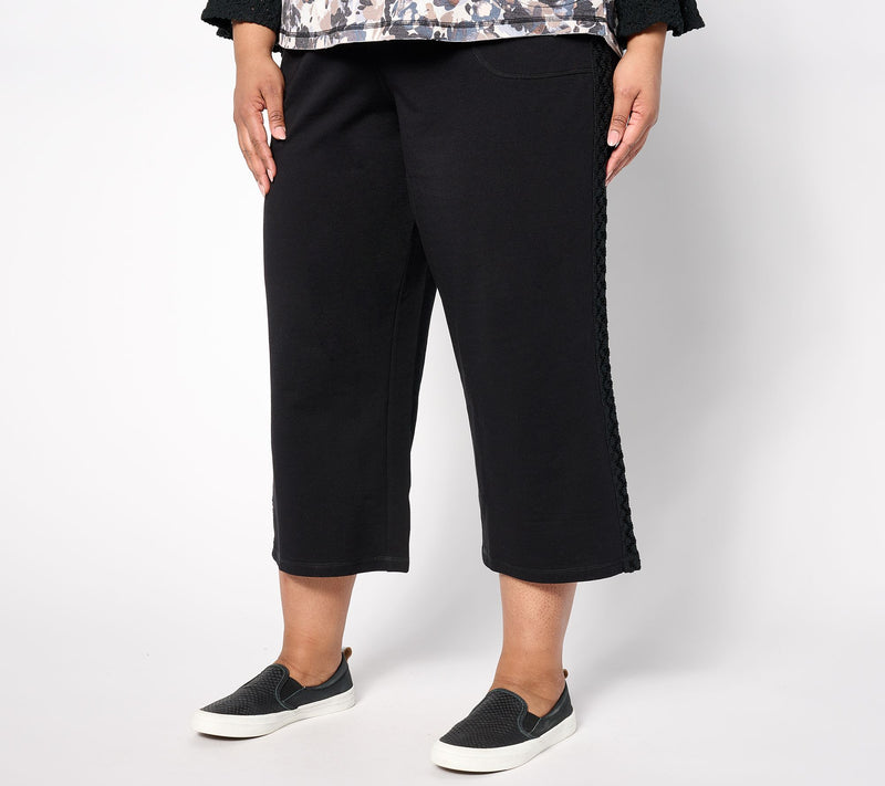 LOGO Life by Lori Goldstein Petite Cropped Wide-Leg with Crochet Details — View 7