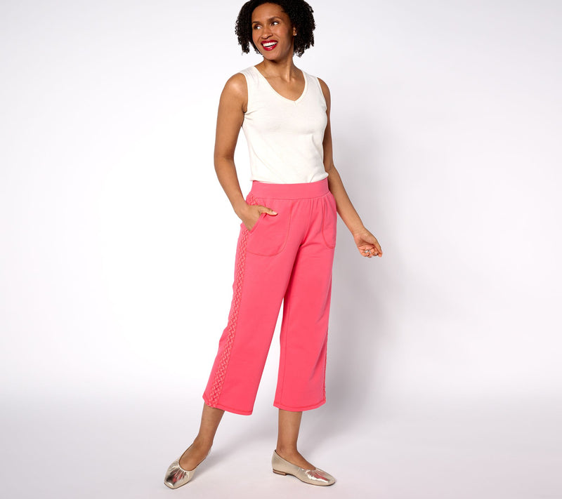 LOGO Life by Lori Goldstein Petite Cropped Wide-Leg with Crochet Details — View 9