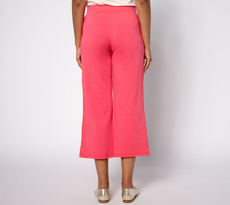 LOGO Life by Lori Goldstein Petite Cropped Wide-Leg with Crochet Details — View 8