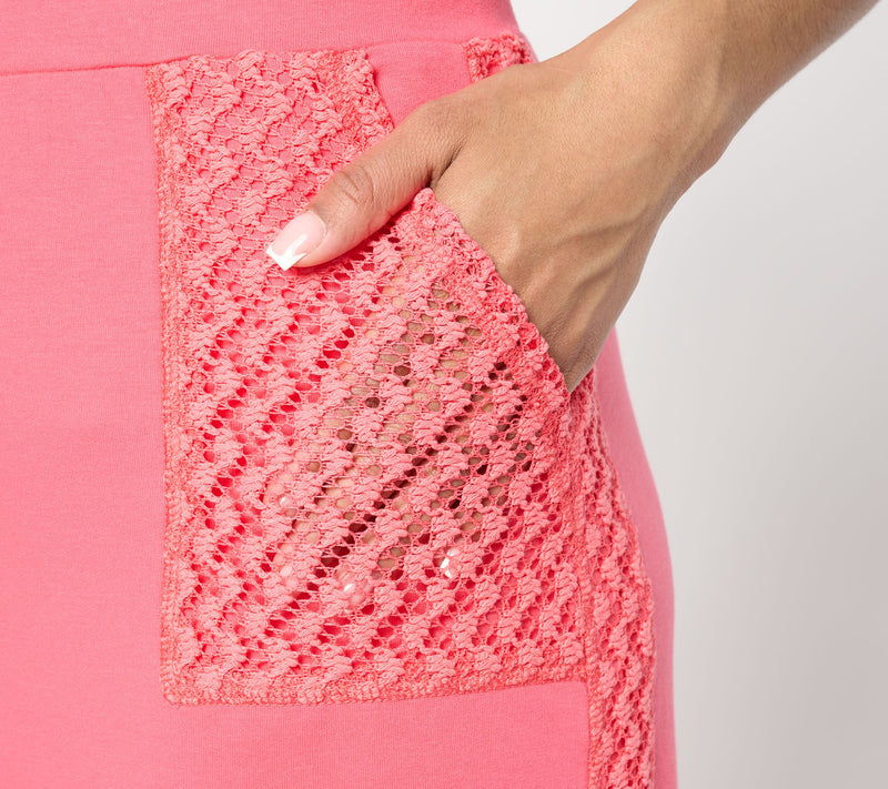 LOGO Life by Lori Goldstein Regular French Terry Skirt w/ Crochet Details — View 8