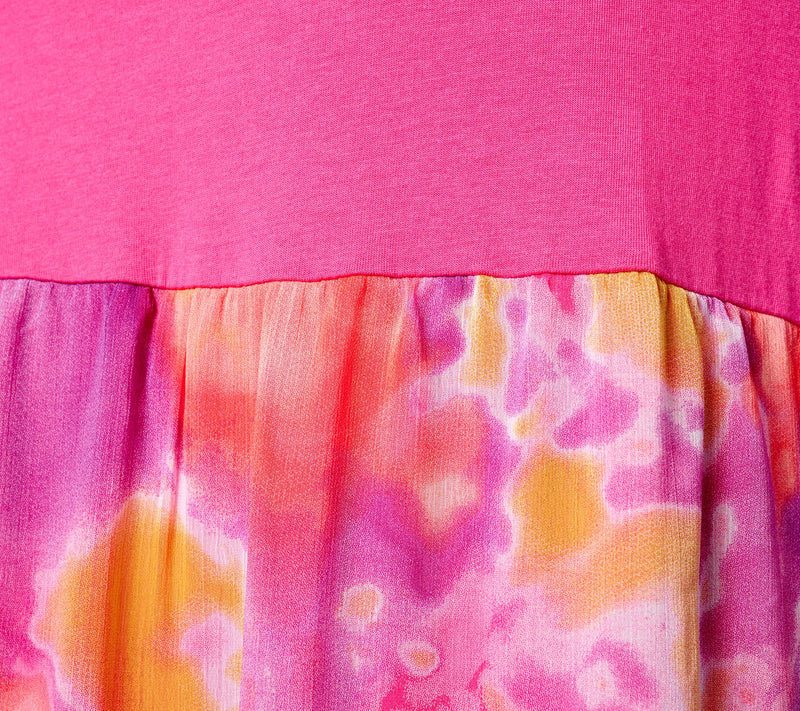 LOGO by Lori Goldstein Regular Print & Solid V-Neck Dress — View 5
