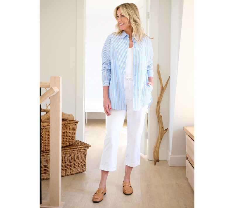 Joan Rivers Regular Seersucker Button Front Shirt — View 22