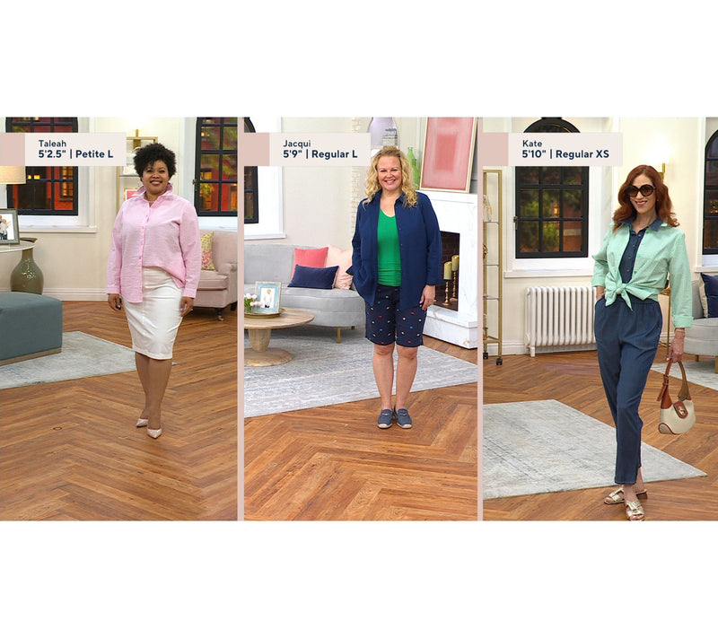 Joan Rivers Petite Seersucker Button Front Shirt — View 19