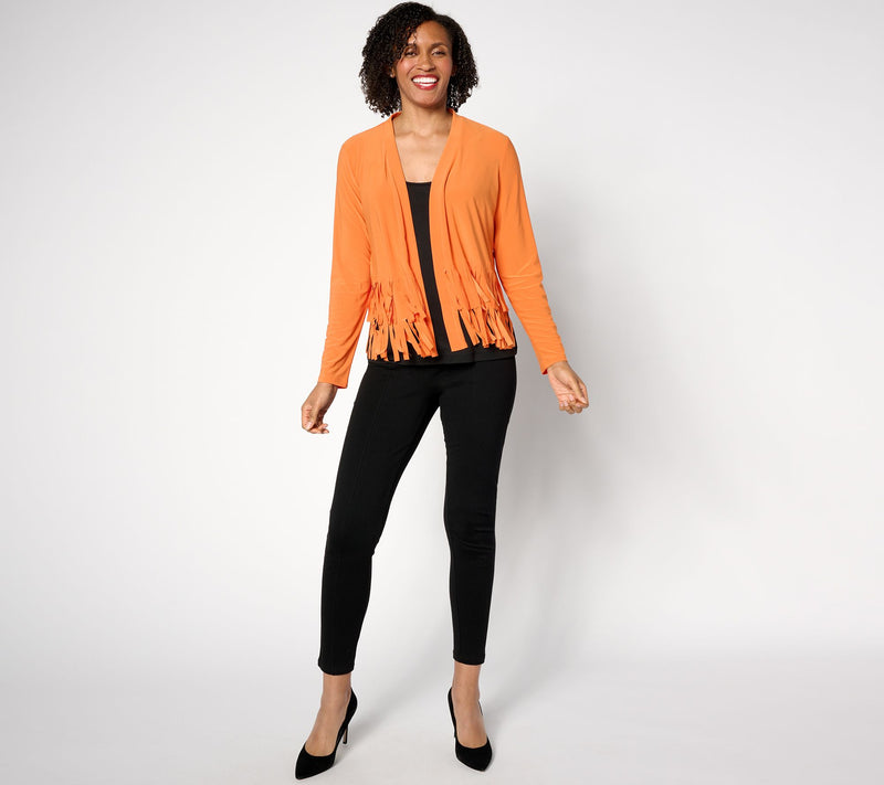 Women with Control Como Jersey Knit Fringe Cardigan — View 7