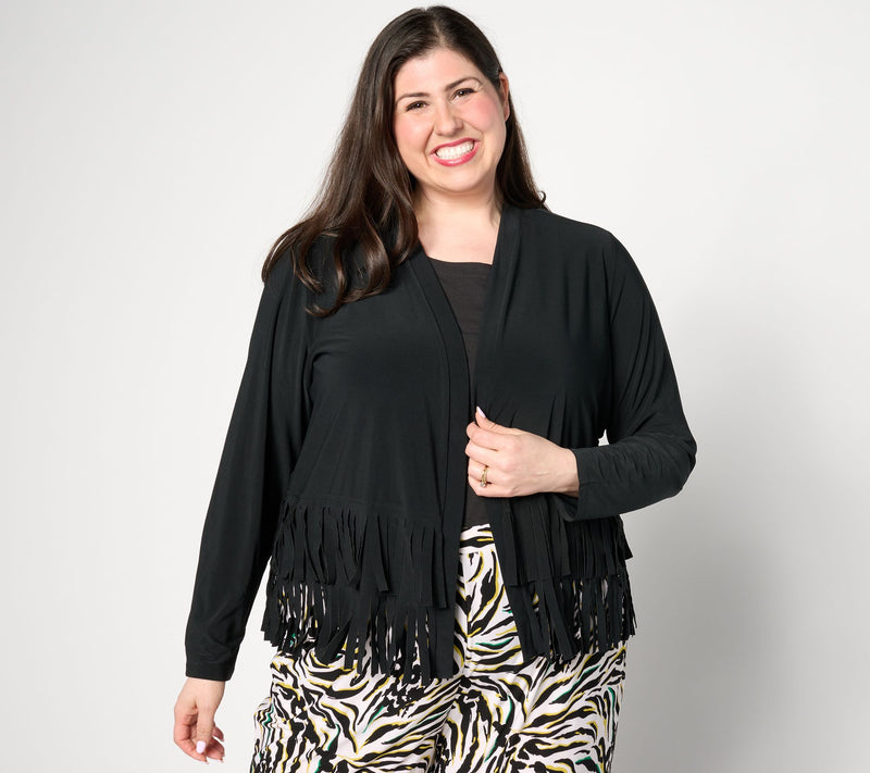 Women with Control Como Jersey Knit Fringe Cardigan — View 15