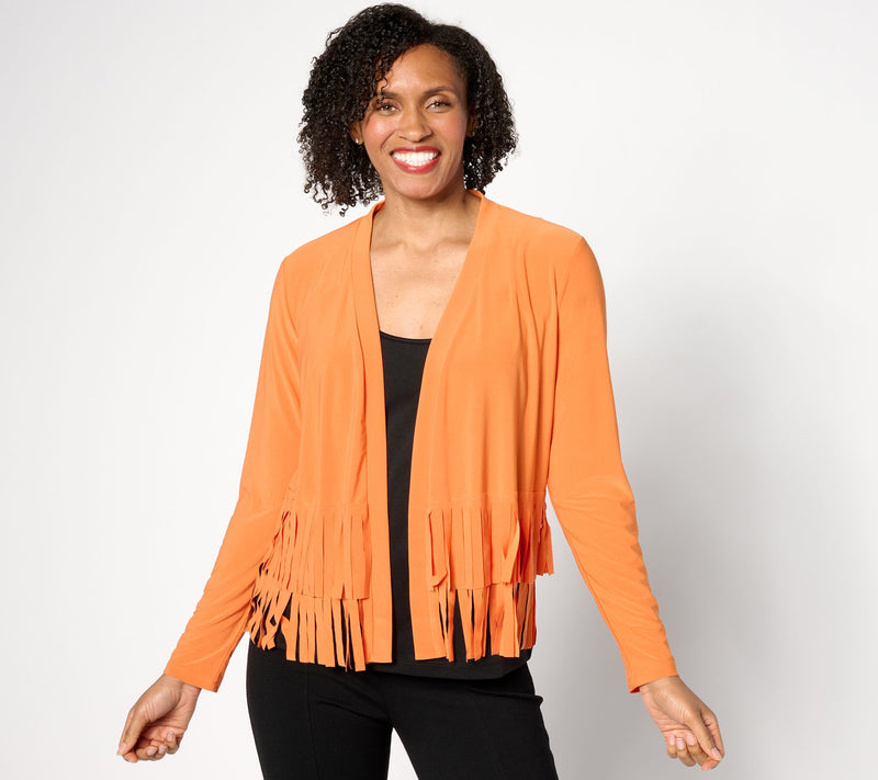 Women with Control Como Jersey Knit Fringe Cardigan — View 18