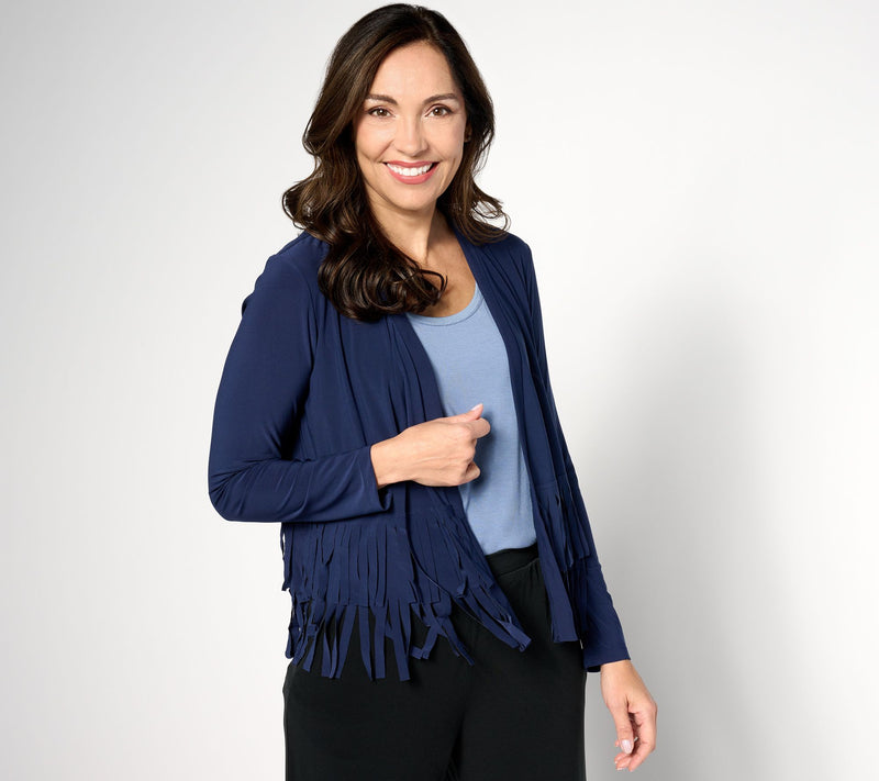Women with Control Como Jersey Knit Fringe Cardigan — View 5