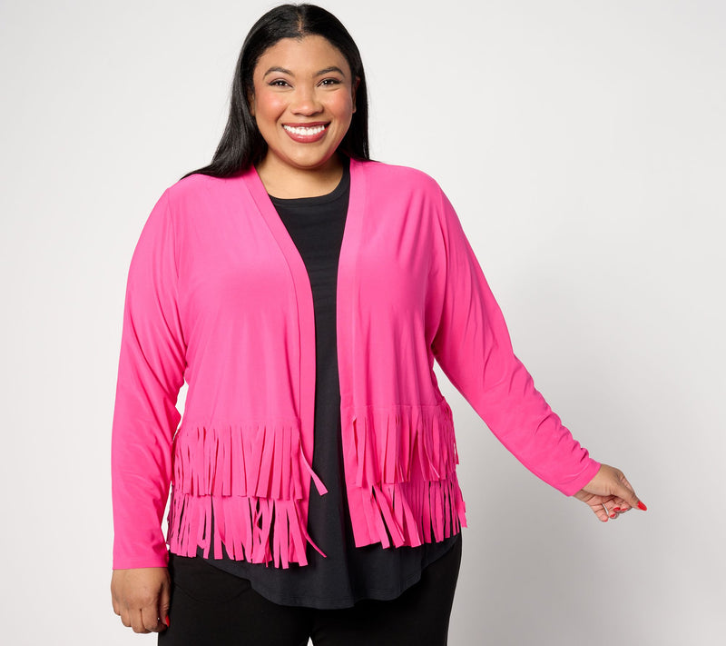 Women with Control Como Jersey Knit Fringe Cardigan — View 19