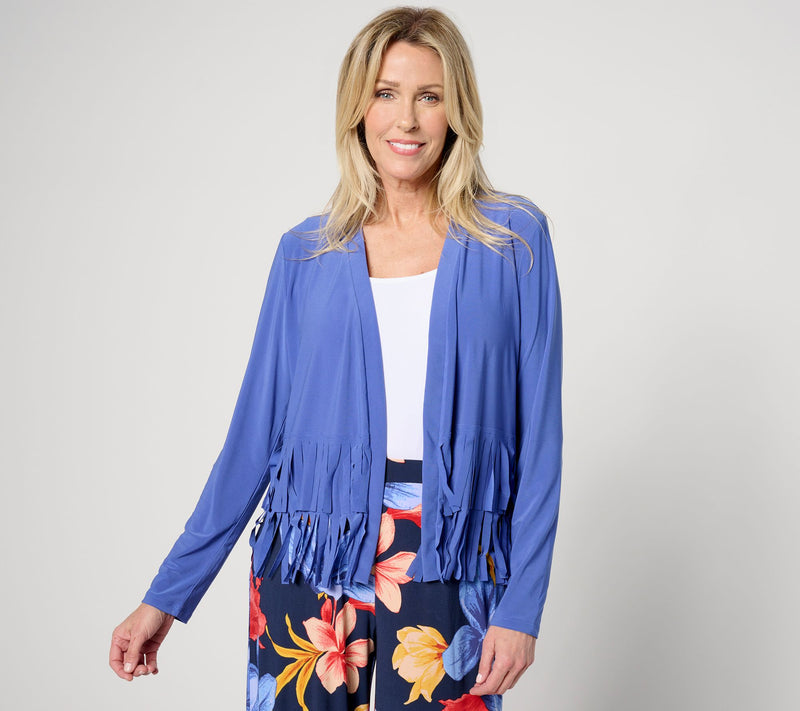 Women with Control Como Jersey Knit Fringe Cardigan — View 20