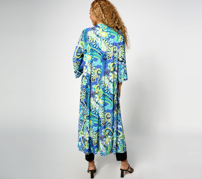 Women with Control Como Jersey Petite Printed Duster — View 11