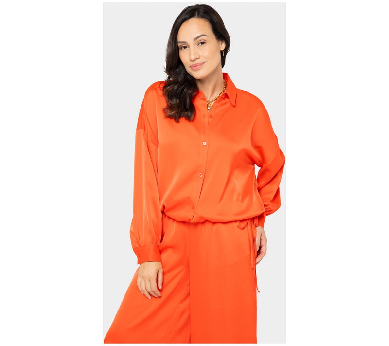 Peace Love World Satin Button Front Shirt — View 4