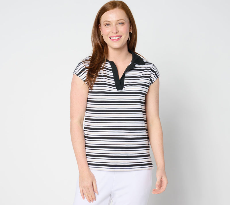Cuddl Duds Cottonwear+ Extended Sleeve Polo Tee — View 5