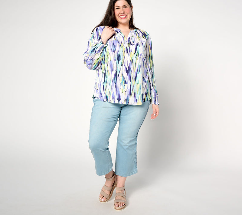 Belle by Kim Gravel Flame Game Split Neck Blouse — View 3