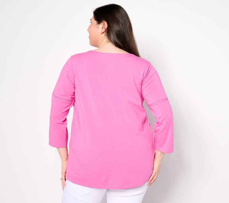 Belle by Kim Gravel Primabelle Knit Top with Ladder Stitch Trim — View 14