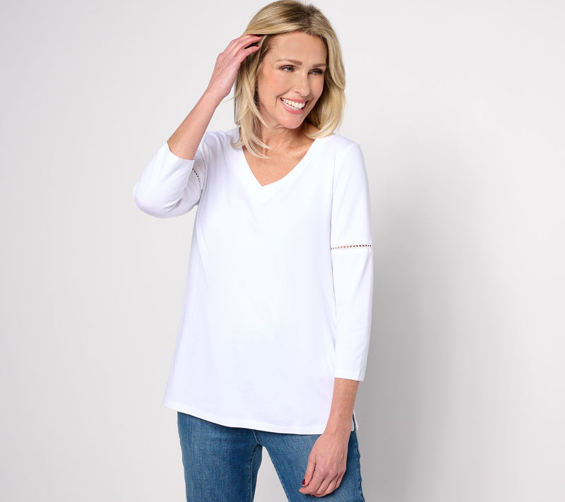Belle by Kim Gravel Primabelle Knit Top with Ladder Stitch Trim — View 5