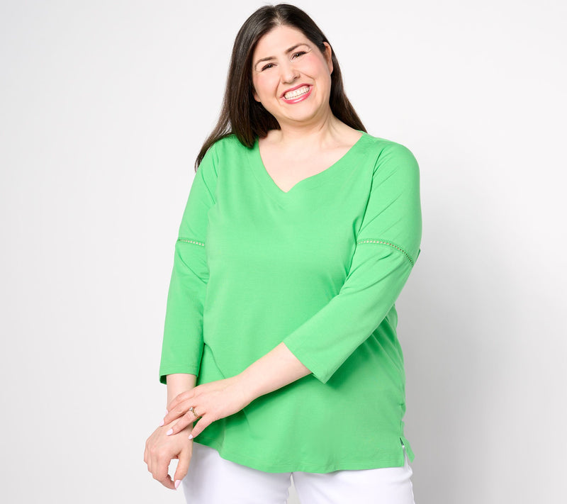 Belle by Kim Gravel Primabelle Knit Top with Ladder Stitch Trim — View 7